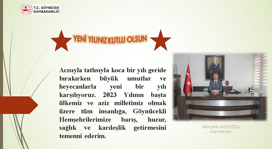 Kaymakamımız Sayın Mücahit AYDOĞDU'dan Yeni Yıl Kutlama Mesajı